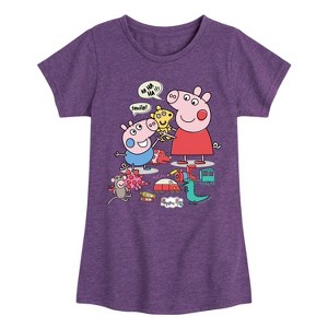 Girls' - Peppa Pig - George Playing with Toys Fitted Short Sleeve Graphic T-Shirt - 1 of 4