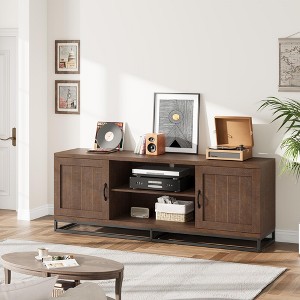 Farmhouse TV Stand for Living Room, with 2-Tier Adjustable Shelves & Metal Leg, Wooden TV & Media Console Table for with Storage Compartments - 1 of 4