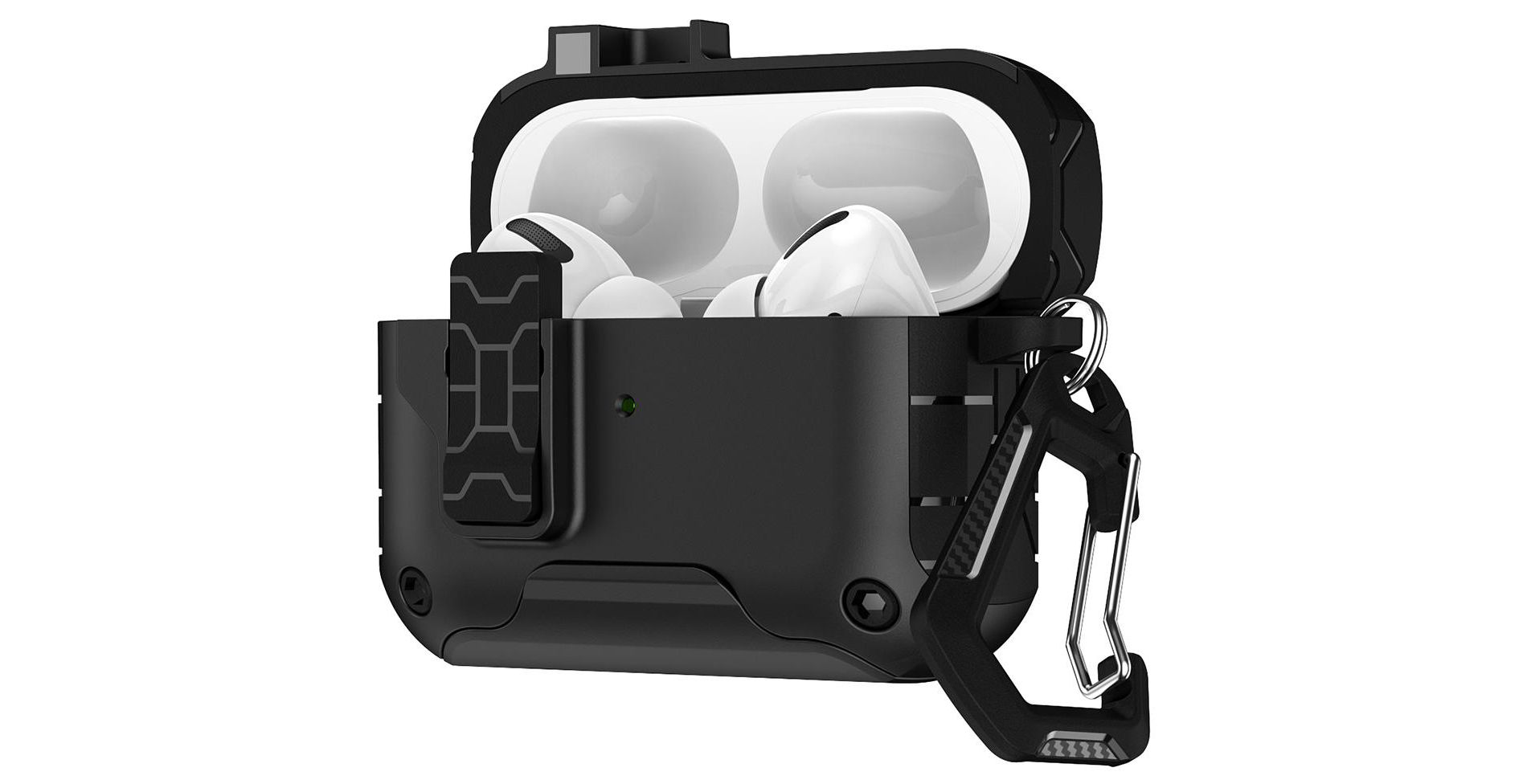 Nakedcellphone MagnaFlip Combo for Apple Airpods Pro 3 - Rugged Magnetic Case + Lanyard + Cleaning Kit + Carabiner Clip (Compatible with MagSafe)