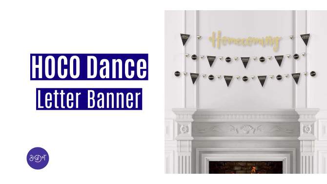 Big Dot of Happiness Hoco Dance - Homecoming Letter Banner Decoration - 36 Banner Cutouts and No-Mess Real Gold Glitter Homecoming Banner Letters, 2 of 10, play video