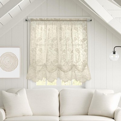 Habitat Limoges Sheer Rod Pocket Timeless Romantic Floral Lace Design Balloon Curtain 55" x 63"