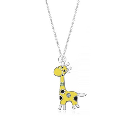 Chanteur Hypoallergenic Kids Jewelry Accessories Giraffe Crystal White Gold Palladium Plating Necklace
