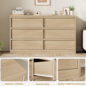 Drawer Dresser for Bedroom, 46in Wide Natural Oak with Large Storage, Wooden Dresser Organizer for Living Room, Nursery, Entryway - 1 of 4