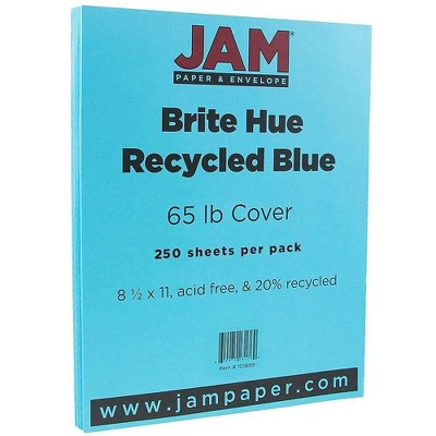 JAM Paper Colored 65lb Cardstock 8.5 x 11 Coverstock Blue Recycled 101899B