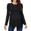 Maternity Shirts Women's Puff Long Sleeve Crew Neck Pleated Layering Flowy Ruffled Tops Summer Spring Casual Pregnancy Tops - 2 of 4