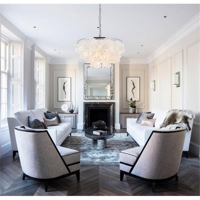 Selene Chrome 4-Light Pendant with Off-White Shell Tiers