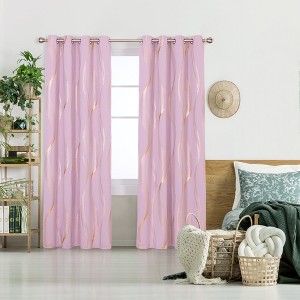 Deconovo Gold Wave 52 Width Curtain (2 Panel) - 1 of 4