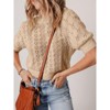Coolmee Women's Summer Tops Casual Crewneck Cap Sleeve Shirts Lightweight Crochet Knit Texture Tank Top Blouses - 3 of 4