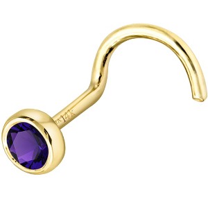 Jewelry Avalanche 22G 14K Gold Bezel-set Amethyst Nose Screw Nose Stud - 1 of 3