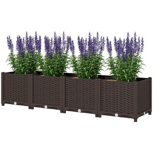 Plastic Raised Garden Bed, 5 x 1 x 1 ft Outdoor Flower Box with Drainage Holes for Vegetables, Herbs - 1 of 4