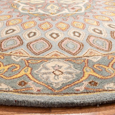 Hand-Tufted Blue and Grey Oval Wool Area Rug, 4'6" x 6'6"