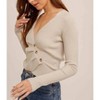 Women's Asymmetrical Pleat Ribbed V Neck Top - Hem & Thread - 2 of 4