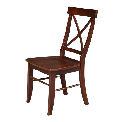Espresso High Cross Back Solid Wood Side Chairs, Set of 2