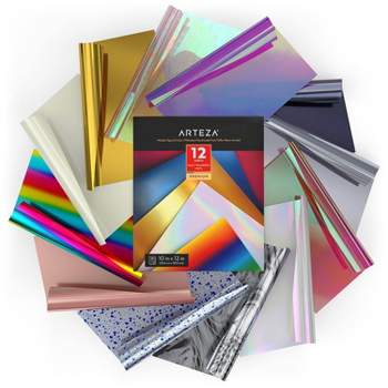 Arteza Heat Transfer Vinyl, Assorted Colors, 10"x12" Sheets - 12 Pack