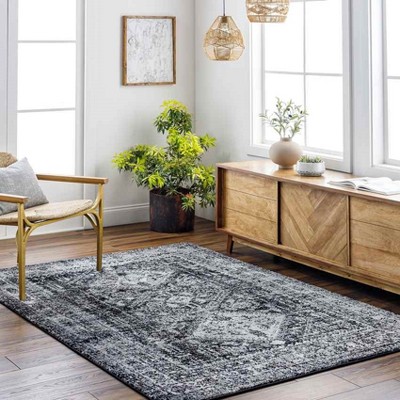 Mark & Day Jules 6'7"x6'7" Square Woven Indoor Area Rugs Black: Geometric, Stain-Resistant, Pet Friendly, Traditional Style