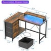 L-Shaped Gaming Desk with Power Outlets & LED Lights - Computer Corner Desk with Drawers & Shelves for Home Office - 2 of 4