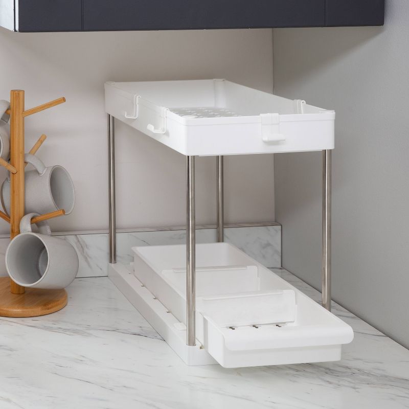Simplify 2 Tier Sink Organizer with Drawer White, 3 of 11