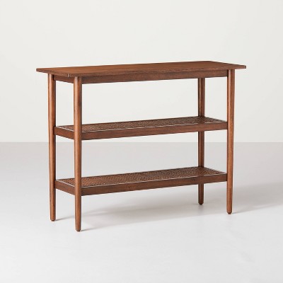 Wood \u0026 Cane Console Table Brown 
