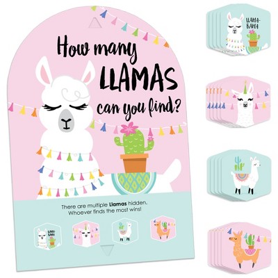 Big Dot of Happiness Whole Llama Fun - Llama Fiesta Baby Shower or Birthday Party Scavenger Hunt - 1 Stand and 48 Game Pieces - Hide and Find Game