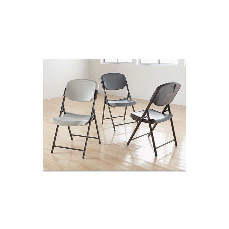 Iceberg Rough n Ready Commercial Folding Chair, Supports Up to 350 lb, 15.25" Seat Height, Platinum Seat, Platinum Back, Black Base, 2 of 3