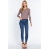 Slickblue Women's Zipper Front Sweater with Notched Collar, Long Sleeve Knit Top, Brick/Cream Beige/Dusk Mauve, Size S-L - 2 of 4