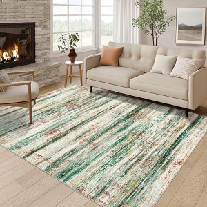 Abstract Machine Washable Area Rugs 5x7 Ultra-Soft Contemporary Throw Rugs Foldable Thin Accent Carpet Non Slip Indoor Floor Cover - 1 of 4