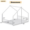 Vynxaria Full Size Kids Bed Frame Roof Shaped Iron Frame Safer Floor Bed White - 3 of 4