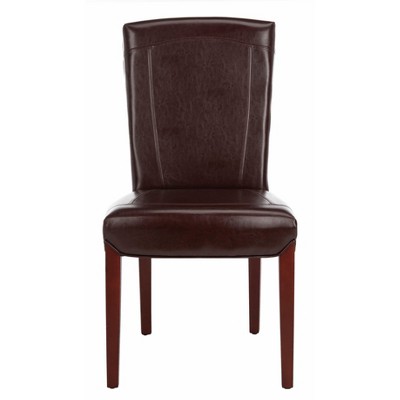 Transitional Cherry Mahogany Brown Leather Side Chair