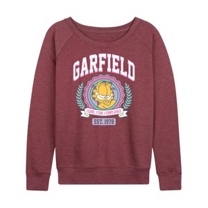 Women's - Garfield - Collegiate Lightweight French Terry Wide Neck Long Sleeve Shirt - 1 of 4