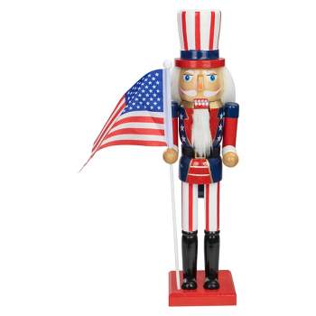 Northlight 15 Patriotic Red and Blue Wooden Uncle Sam Christmas Nutcracker Tabletop Decor