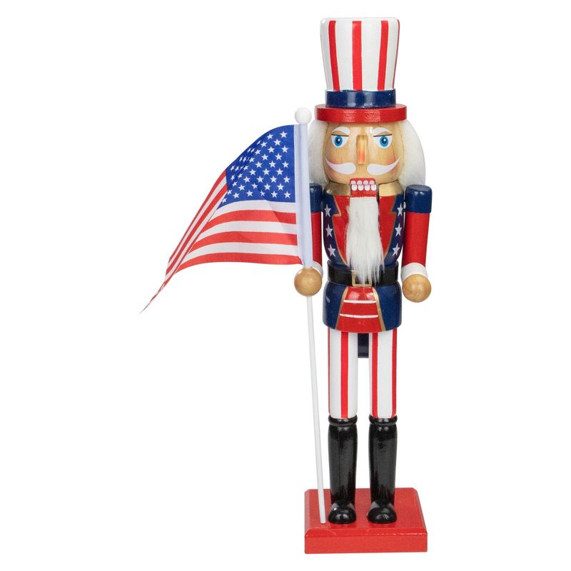 Northlight 15 Patriotic Red and Blue Wooden Uncle Sam Christmas Nutcracker Tabletop Decor, 1 of 6