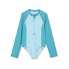 Lands' End Kids Long Sleeve Half Zip One Piece UPF 50 Swimsuit - 2 of 3