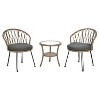 3-PCS Patio Conversation Set Outdoor Leisure Set Furniture Set with 2 Rattan Chairs & Glass Round Table for Patios, Balconies, Courtyard -ModernLuxe - 4 of 4