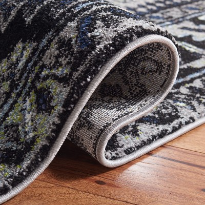 Vintage Light and Dark Grey Oriental Runner Rug
