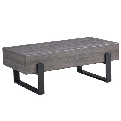 GlasFlength Coffee Tables Modern Rustic Design Wood Grain Top Sturdy Metal Frame For Living Dining Spaces, Gray, 47.2"*23.6"*17.3"