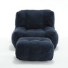 Cesicia 36.6 in-W x 38.6 in-D x 30.1 in-H Black Velvet Bean Bag Seats With Ottoman - 3 of 4