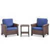 Buenhomino 3-Piece Outdoor Wicker Patio Set, 2 Lounge Chairs & Side Table with Driftwood Rattan & Weather-Resistant Cushions - 2 of 4