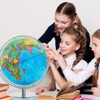 GOTGELIF 13" Large Spin World Globe with Stainless Stand for Kids Learning - image 2 of 4