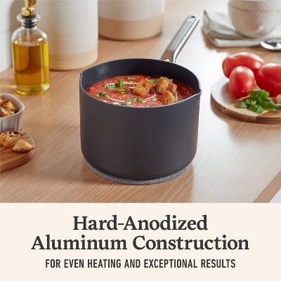 3.5-Quart Black Aluminum Nonstick Saucier with Lid