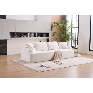 TiramisuBest LY-003 Beige White Deep Seat Compression Sofa 3 Seater with Beige for sofa - 1 of 4