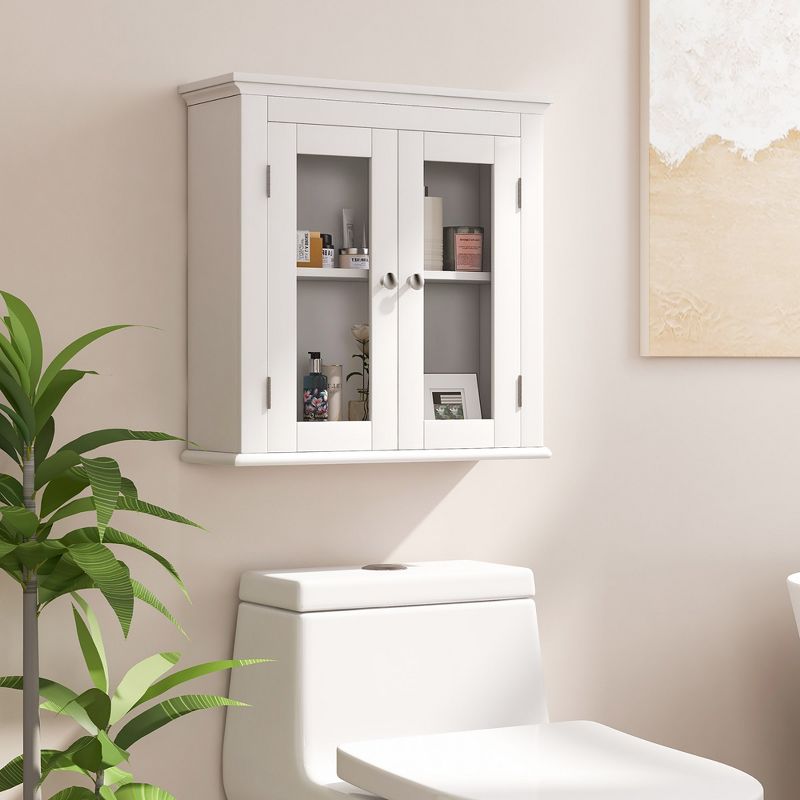 Costway 2-Door Bathroom Wall Mount Medicine Cabinet with  Tempered Glass & Adjustable Shelf, 4 of 11