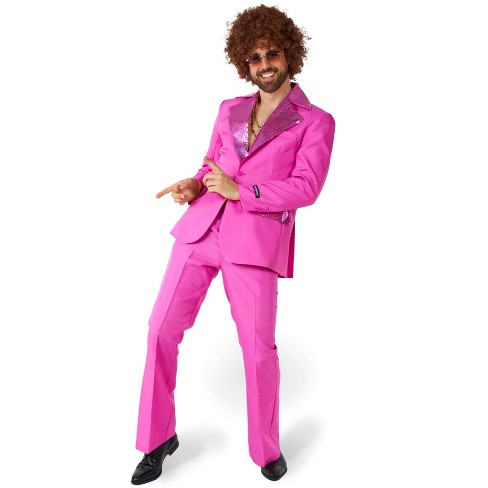 Suitmeister Men s Disco Costume Suit Saturday Night Fever Outfit Blazer And Flare Pants Pink Size S Target