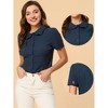 INSPIRE CHIC Women's Sweet Ruffle Trim Peter Pan Collar Button-Down Shirt - image 2 of 4