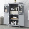 GlasFlength Bathroom Storage Cabinets Modern Freestanding Cabinet 4 Doors with Adjustable Shelves for Bathroom Living Room, Grey, 23.6"*11.8"*43.3" - 3 of 4