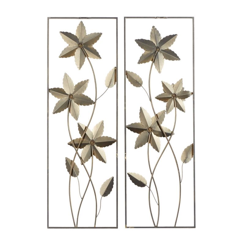 Set of 2 Iron Metal Floral Wall Decors with Gold Frame - Olivia &#38; May, 4 of 9