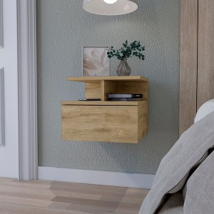 NicBex Floating Nightstand with 2-Tier Shelf and 1 Drawer Modern Bedside Table End Table for Living Room, Bedroom, Study - 1 of 4
