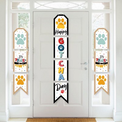 Big Dot of Happiness Happy Gotcha Day - Hanging Vertical Paper Door Banners - Dog and Cat Pet Adoption Party Wall Decoration Kit - Indoor Door Decor