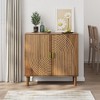 ACEPANO 31.3 in. H Multifunctional Accent Wood Buffet Cabinet with Line Groove Design & Storage-Walnut - 4 of 4