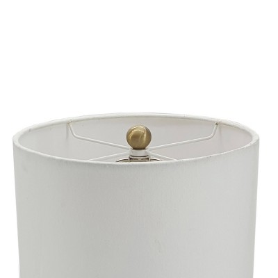 Tall Black Marble and Brass Buffet Lamp with White Shade
