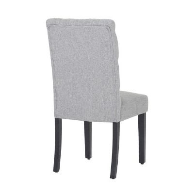 Gray Linen Upholstered Button Tufted Dining Side Chair Set